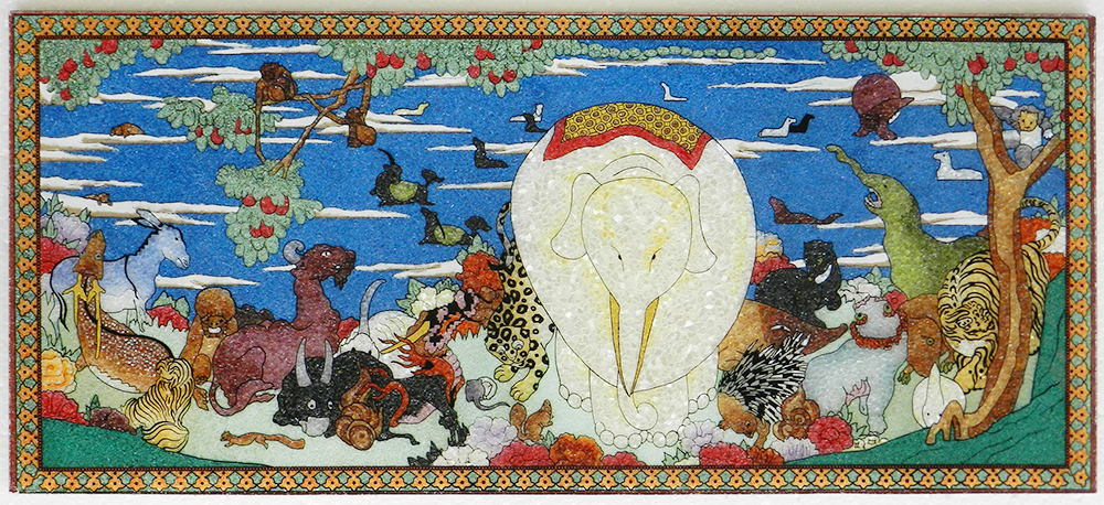 ジュエリー絵画 伊藤若冲『鳥獣花木図屏風』