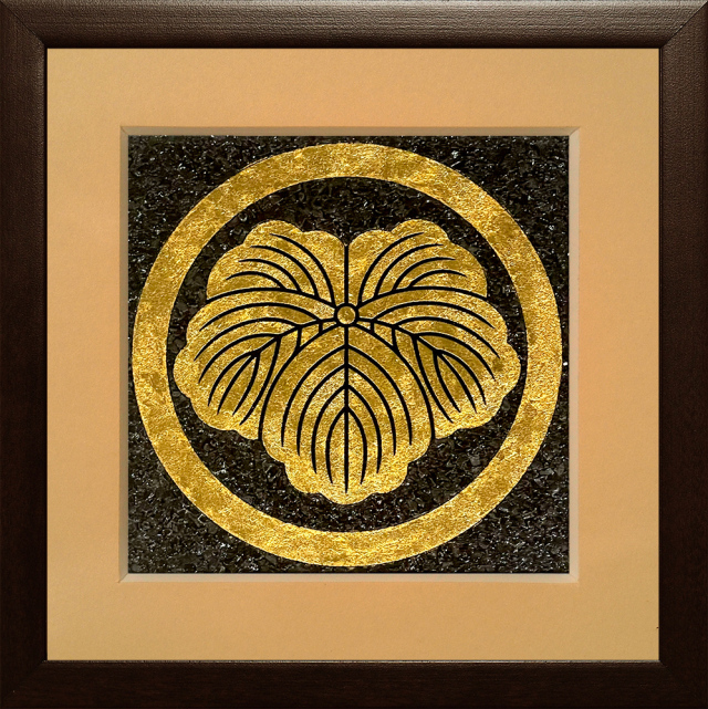 丸に蔦　金焼物　家紋 家紋ジュエリー絵画『丸に蔦』