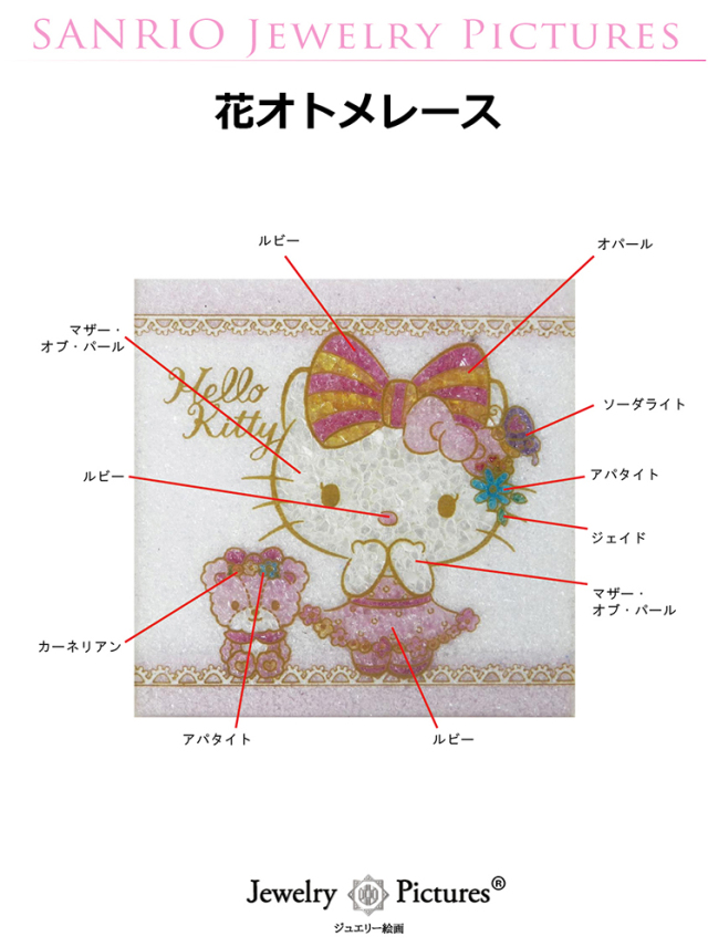 ジュエリー絵画『花オトメレース』ハローキティ